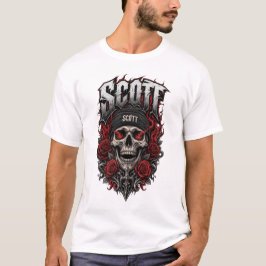 Scott Gothic Schädel personalisierter Namensentwur T-Shirt