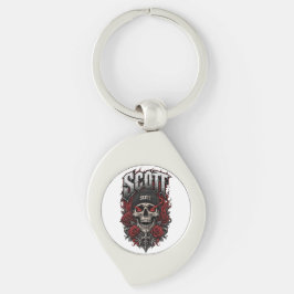 Scott Gothic Schädel personalisiertes Namensdesign Schlüsselanhänger