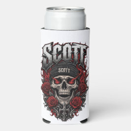 Scott Gothic Schädel personalisiertes Namensdesign Selters Dosenkühler
