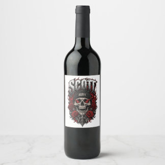 Scott Gothic Schädel personalisiertes Namensdesign Weinetikett