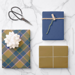 Scott Mustard Blue Modern Scottish Tartan Geschenkpapier Set