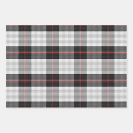 Scott Schwarz-weiß Modern Scottish Tartan Geschenkpapier Set