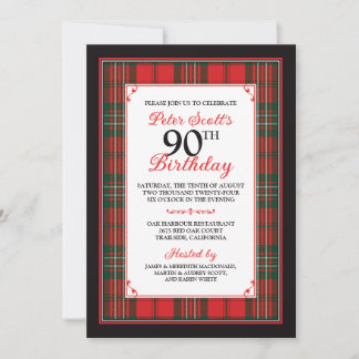Scott Tartan Einladung zum 90. Geburtstag