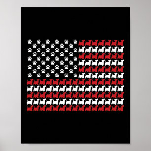 Scottie 4. Juli Dog Paw Print Poster