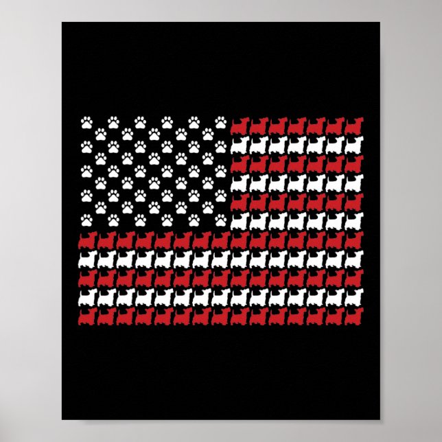 Scottie 4. Juli Dog Paw Print Poster (Vorne)