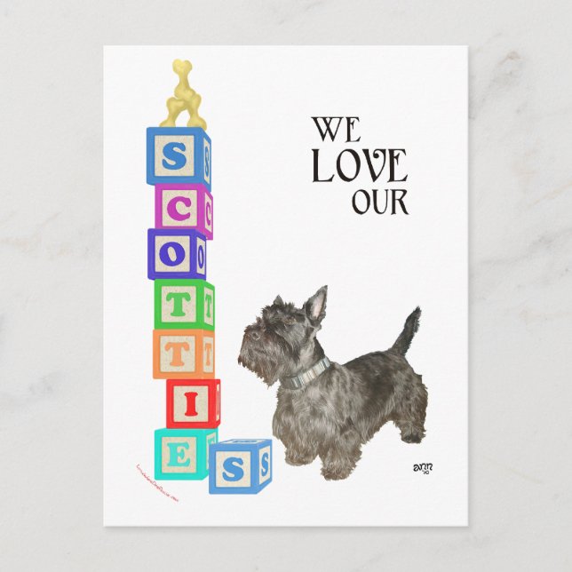 Scottie Alphabet Blocks Postkarte (Vorderseite)