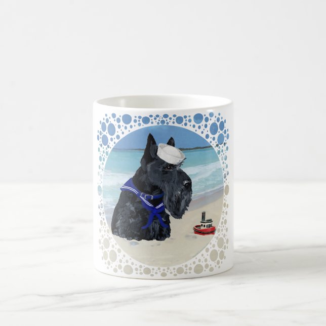 Scottie am Strand Kaffeetasse (Mittel)