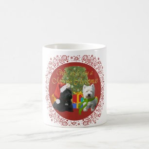 Scottie and Westie Merry Christmas Kaffeetasse