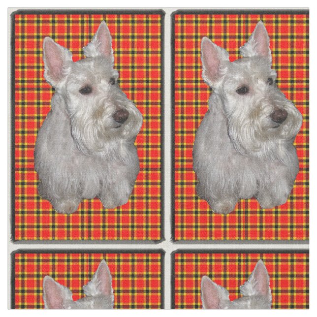 Scottie auf kariertem stoff (Nahaufnahme)