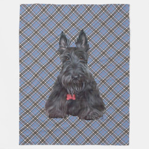 Scottie auf Tartan Fleecedecke
