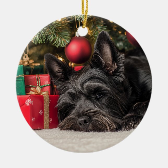 Scottie Christmas Keramik Ornament (Vorne)