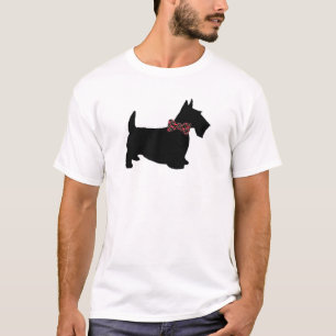 Scottie dans le T-shirt de cravate d'arc de plaid