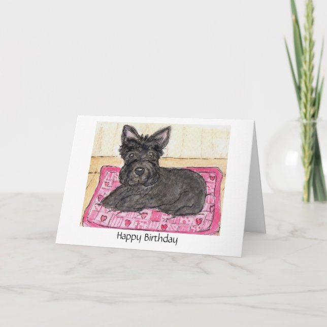 Scottie Dog art Birthday card Scottish Terrier Karte (Vorderseite)