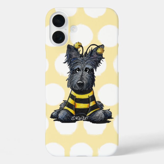 Scottie Dog Bee KiniArt iPhone 16 Plus Hülle (Rückseite)