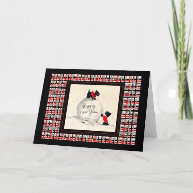 Scottie Dog Bonne année Carte de note (Devant)