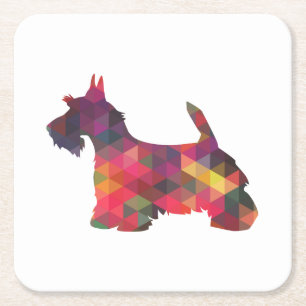 Scottie Dog Breed Geo Silhouette Multi Rechteckiger Pappuntersetzer