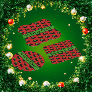 Scottie Dog Holiday Personalisiert Red Green Rechteckiger Pappuntersetzer