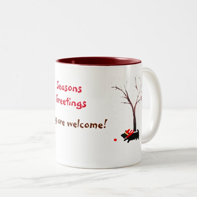 Scottie Dog Hunde sind willkommen! Saisonkunst Zweifarbige Tasse (VorderseiteRechts)