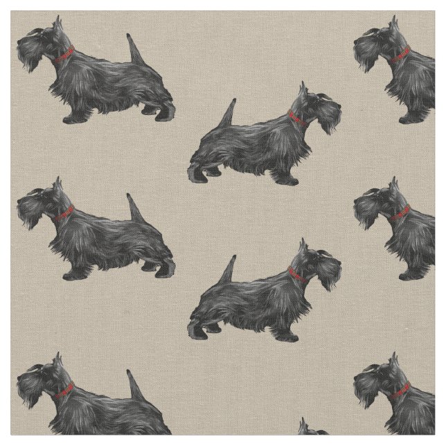 Scottie Dog mit Tartan Collar Stoff (Nahaufnahme)