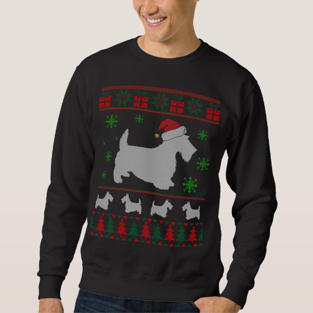 Scottie Dog Ugly Christmas Sweat cadeau pour chien (Devant)