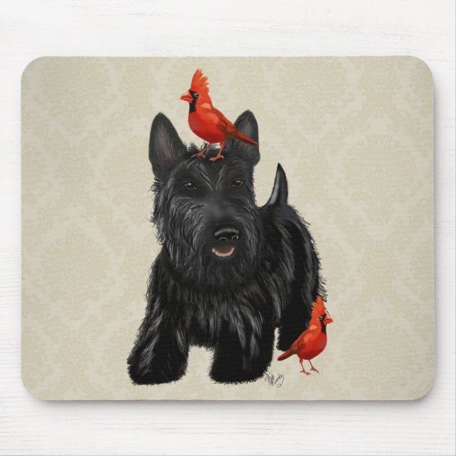 Scottie Dog und Rote Vögel Mousepad (Vorne)