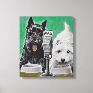 Scottie dogs Blackie und Whitie im Radio Leinwanddruck