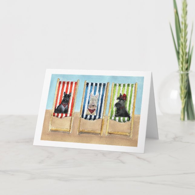 Scottie Dogs 'Deck Chairs' Grußkarte Karte (Vorderseite)