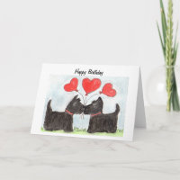 Scottie Dogs Scottish Terrier art Birthday Card