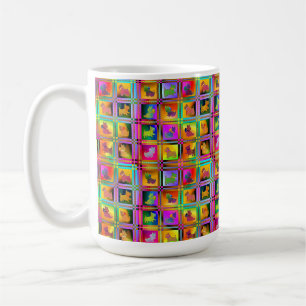 Scottie Dogs Silhouetten im farbenfrohen Grid Patt Kaffeetasse