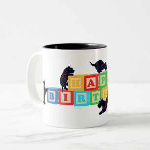 Scottie Geburtstags-Blocks-Tasse Zweifarbige Tasse
