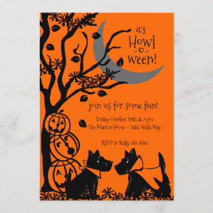 Scottie-Hund-Halloween-Einladung Einladung