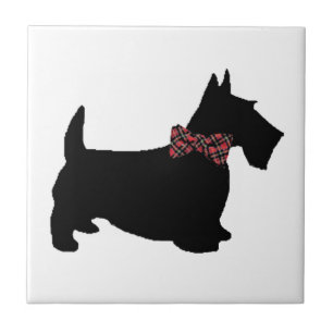 Scottie Hund in der Karierten Bow-Krawatte Fliese
