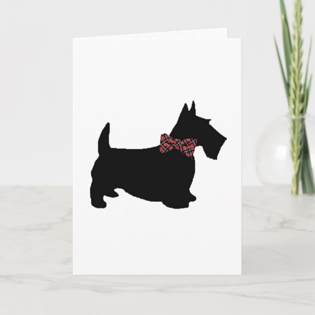 Scottie Hund in der Karierten Bow-Krawatte Karte (Vorderseite)