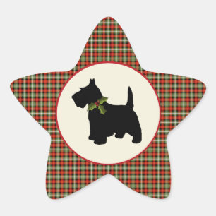 Scottie-Hundeschottisches kariertes Weihnachten Stern-Aufkleber