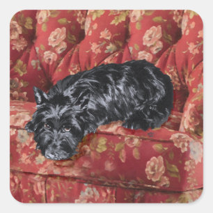 Scottie im Big Red Chair Quadratischer Aufkleber