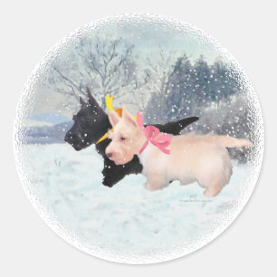 Scottie Pups Runder Aufkleber