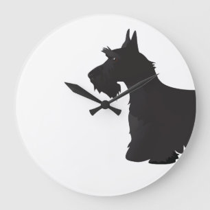 Scottie Scottish Terrier Basic Breed Silhouette Große Wanduhr