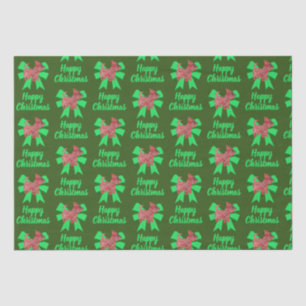 Scottie Silhouette Christmas Dog & Bow Green Seidenpapier