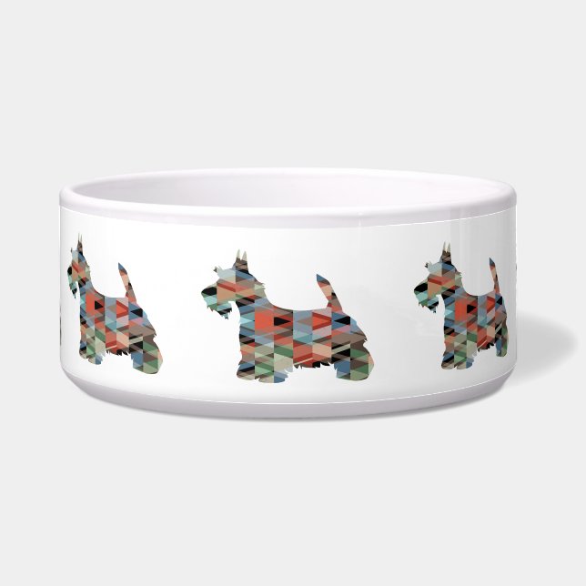 Scottie Terrier Geometric Pattern Silhouette Karie Napf (Vorderseite)