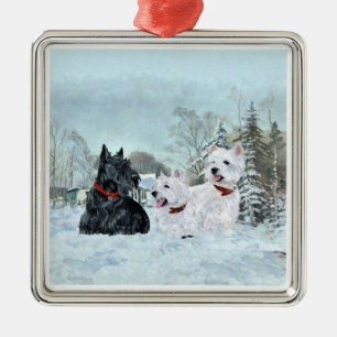 Scottie und Westies Weihnachtsbaumschmuck Ornament Aus Metall