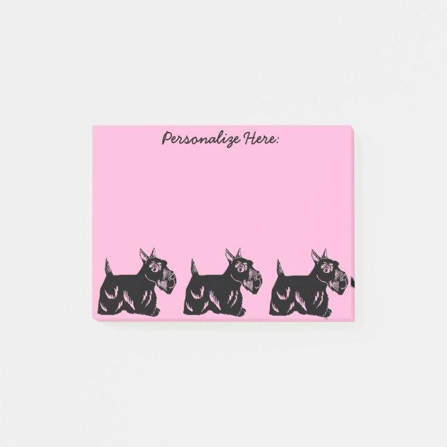 Scottie verfolgt rosa kundenspezifische Posten-it® Post-it Klebezettel (Vorderseite)