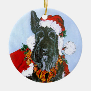 Scottie Weihnachtsmann Keramikornament