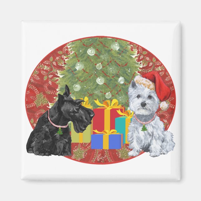 Scottie & Westie Christmas Magnet (Vorne)