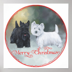 Scottie Westie Christmas Poster