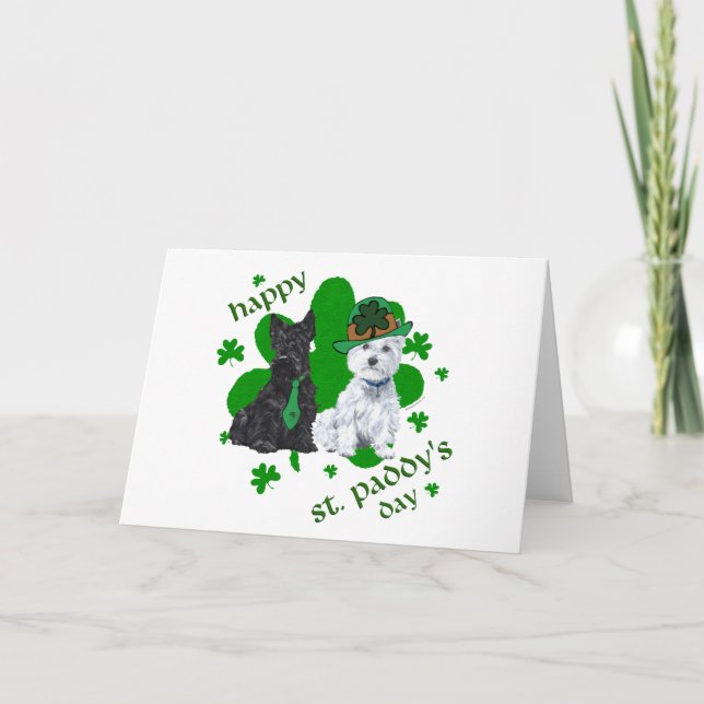 Scottie & Westie St. Paddy's Day Karte (Vorderseite)