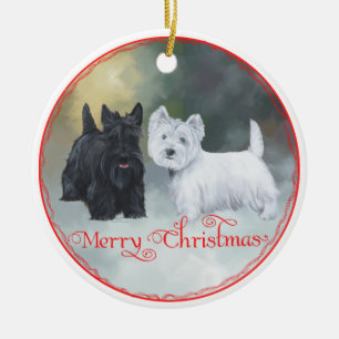 Scottie Westie Weihnachten Keramik Ornament