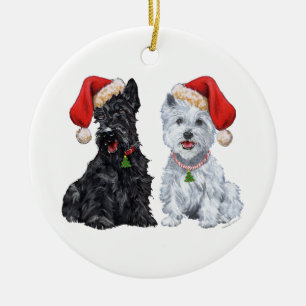 Scottie & Westie Weihnachtsbaumschmuck Keramik Ornament
