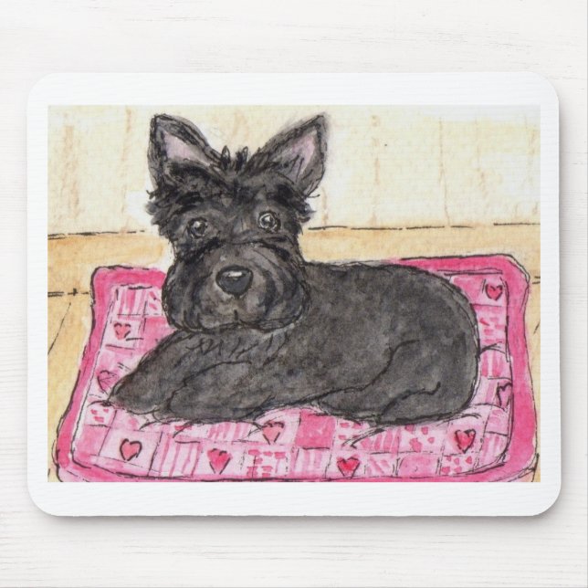 Scottiehundeherzkissen mousepad Geburtstag (Vorne)