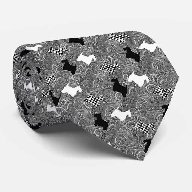 Scotties und Paisley Krawatte (Gerollt)