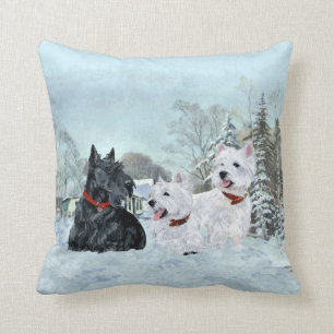 Scotties und Westies - Terrier Winter Kissen